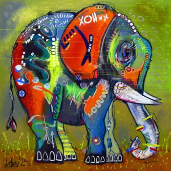 Painting titled "DREAMLEFANT" by Detlev Eilhardt, Original Artwork, Acrylic