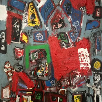 Pintura intitulada "L’accident" por Corelia Roché, Obras de arte originais, Óleo Montado em Armação em madeira