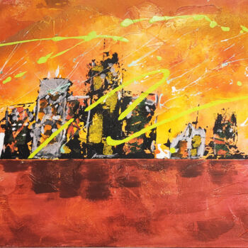 Peinture intitulée "City" par Julien Abstrait, Œuvre d'art originale, Acrylique Monté sur Châssis en bois