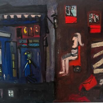Pintura titulada "Minuit" por Corelia Roché, Obra de arte original, Carbón Montado en Bastidor de camilla de madera