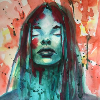 Schilderij getiteld "Anija" door Audrey Ramsbacher, Origineel Kunstwerk, Aquarel