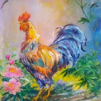 绘画 标题为“Painting "Rooster a…” 由Sergiy Tsymbalov, 原创艺术品, 油