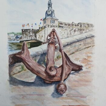 Peinture intitulée "La ville close - Co…" par Nicole Montaigut, Œuvre d'art originale, Aquarelle