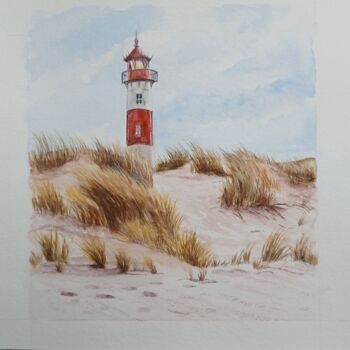 Peinture intitulée "Le phare dans les d…" par Nicole Montaigut, Œuvre d'art originale, Aquarelle