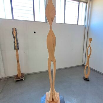 Sculpture titled "Lo gnomo n.1 legno…" by Carlo Maniero, Original Artwork, Wood