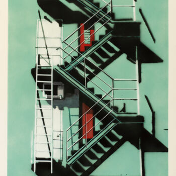 Peinture intitulée "Escalera exterior" par Pep Encinas, Œuvre d'art originale, Bombe aérosol