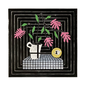 Printmaking titled "Flowers and Snooker…" by Rick Fraterman, Original Artwork, Linocuts Mounted on Other rigid panel