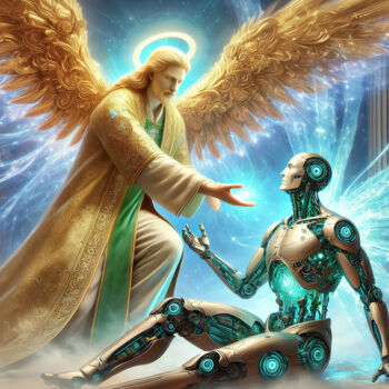 「Cybernetic Archange…」というタイトルのデジタルアーツ Alberto Capitaniによって, オリジナルのアートワーク, AI生成画像