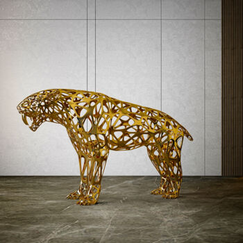 제목이 "Sabertooth Tiger NO…"인 조형물 Sebastian Novaky로, 원작, 스테인레스 스틸