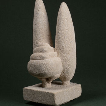 Sculpture titled "2 coniferes et 1 fe…" by Tom Sturm, Original Artwork, Stone