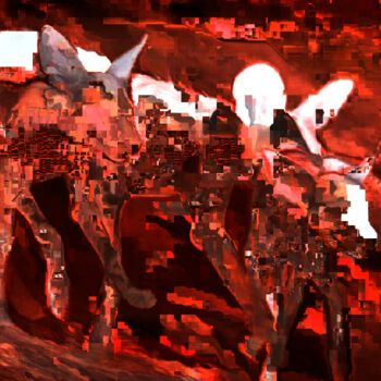 Digitale Kunst getiteld "The Pack II" door Klaus Rudolph, Origineel Kunstwerk, 2D Digital Work Gemonteerd op Aluminium