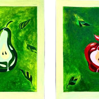 Ζωγραφική με τίτλο ""Pear & Apple" dipt…" από Ilsy Khaff, Αυθεντικά έργα τέχνης, Ακρυλικό