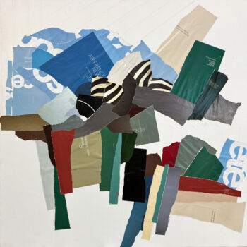 Κολάζ με τίτλο "Paysage 8" από Christian Gastaldi, Αυθεντικά έργα τέχνης, Κολάζ Τοποθετήθηκε στο Ξύλινο φορείο σκελετό