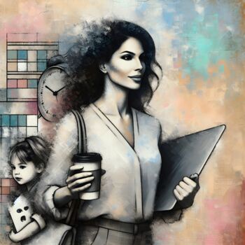 Digital Arts με τίτλο "A working woman" από Aashish Singh, Αυθεντικά έργα τέχνης, Ψηφιακή ζωγραφική