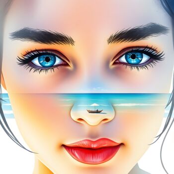 Digital Arts με τίτλο "plage" από Modane, Αυθεντικά έργα τέχνης, Εικόνα που δημιουργήθηκε με AI