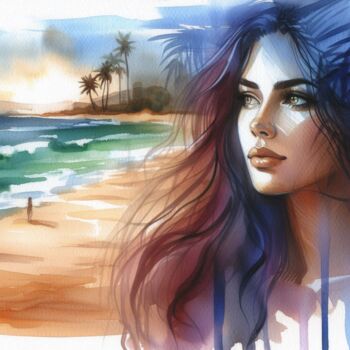 Digital Arts titled "plage 2" by Modane, Original Artwork, AI generated image