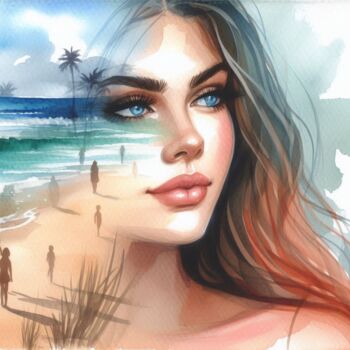 Digital Arts titled "plage 3" by Modane, Original Artwork, AI generated image
