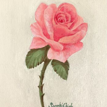 Peinture intitulée "Pink Rose in Bloom-…" par Sanzhi Chieh, Œuvre d'art originale, Impression numérique