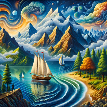 Цифровое искусство под названием "Lagoon" - Sergei Tiurenkov, Подлинное произведение искусства, Цифровая живопись Установлен…