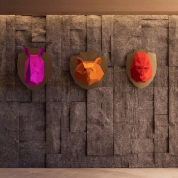 제목이 "Rhino&Bear&Gorilla"인 조형물 Sebastian Novaky로, 원작, 스테인레스 스틸