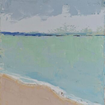 Peinture intitulée "La mer à Trouville" par Bénédicte Basili, Œuvre d'art originale, Huile Monté sur Châssis en bois