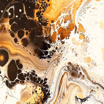 Printmaking titled "Coffee and milk - L…" by Irina Bast, Original Artwork, Ink Mounted on Wood Stretcher frame