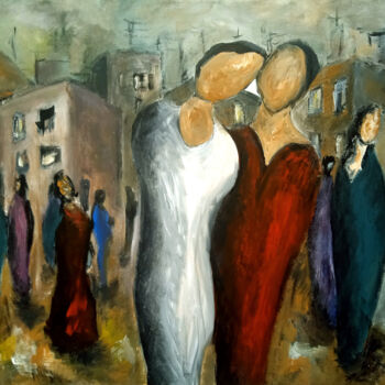 Schilderij getiteld "Promenade en hiver…" door Michele Giuliani, Origineel Kunstwerk, Acryl
