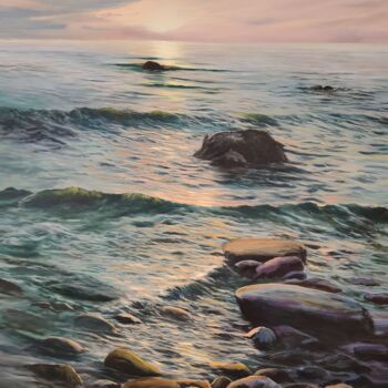 Painting titled "Tranquil Horizon" by Anton Soldatov, Original Artwork, Oil