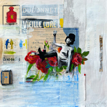 Peinture intitulée "Toujours sourrire" par Pauline Joerger, Œuvre d'art originale, Collages