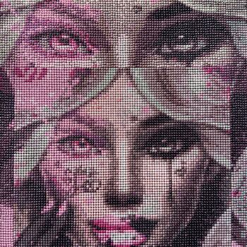 Collages intitulée "Adriana" par Valérie Fournié, Œuvre d'art originale, Collages Monté sur Châssis en bois