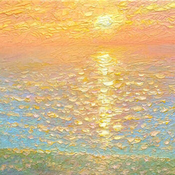 Painting titled "Sea 033" by Dmitry Oleyn, Original Artwork, Oil Mounted on Wood Stretcher frame
