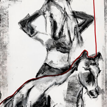 Painting titled "Femme cheval" by Lara Zhuravska, Original Artwork, Acrylic