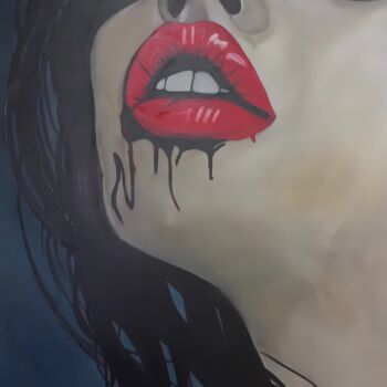 "Red Lips. Oil Paint…" başlıklı Tablo Anastasiya Kuznetsova tarafından, Orijinal sanat, Petrol Ahşap Sedye çerçevesi üzerine…