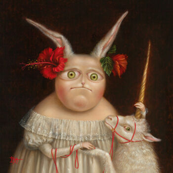 Incisioni, stampe intitolato "Portrait with Unico…" da Irena Aizen, Opera d'arte originale, Stampa digitale Montato su Telai…