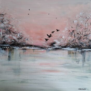 Painting titled "L'Envol Hivernal" by Cré'Art "Ghilozzi", Original Artwork, Acrylic