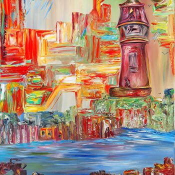 Peinture intitulée "Lighthouse." par Rodolfo V Ortiz, Œuvre d'art originale, Huile Monté sur Châssis en bois