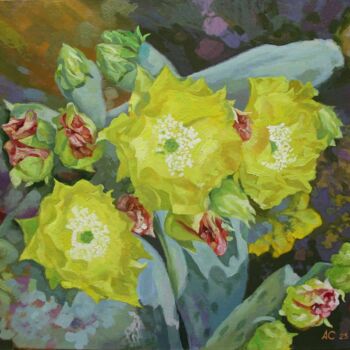 Peinture intitulée ""Опунция"" par Aleksandr Samokhvalov, Œuvre d'art originale, Huile