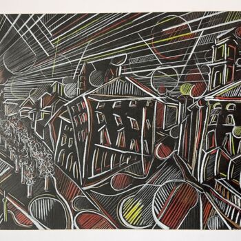 Desenho intitulada "Montauban 1.2" por Philippe Guénot, Obras de arte originais, Pastel Montado em Cartão