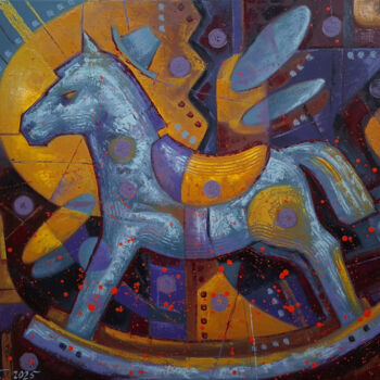Malerei mit dem Titel "Rocking horse" von Serhii Voichenko, Original-Kunstwerk, Öl