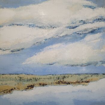 Painting titled "Nuées" by Jean-Luc Saint-Martin, Original Artwork, Oil Mounted on Wood Stretcher frame