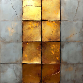 Digitale Kunst getiteld "Gold harmony" door By Renzo, Origineel Kunstwerk, AI gegenereerde afbeelding