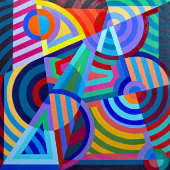 Painting titled "GEOMETRIC DOODLE vii" by Stephen Conroy, Original Artwork, Acrylic Mounted on Wood Stretcher frame