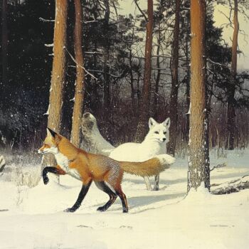 Digitale Kunst getiteld "The Play of Tails" door Margaryta Alfierova, Origineel Kunstwerk, Digitale afdruk