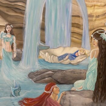 Peinture intitulée "Les nymphes" par Maïlane Declercq, Œuvre d'art originale, Huile