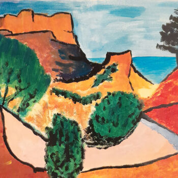 Painting titled "Canyon de la Terre…" by Isabelle Martinez, Original Artwork, Oil Mounted on Other rigid panel