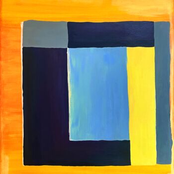 Painting titled "Window of Color, ye…" by Anna Musa, Original Artwork, Acrylic Mounted on Wood Stretcher frame