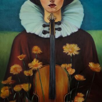 Painting titled "Symphony of Silence" by Veronica Ciccarese, Original Artwork, Oil Mounted on Wood Stretcher frame