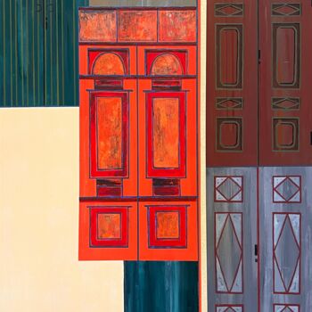 Painting titled "Estonian Doors" by Vahan Shahbazyan, Original Artwork, Oil