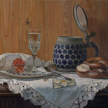 Painting titled "взаимопонимание" by Tschumakov Sergey, Original Artwork, Oil Mounted on Wood Stretcher frame