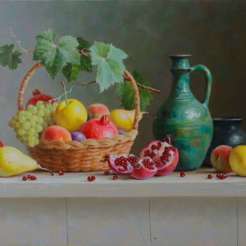 Painting titled "Elegy of Autumn" by Art Trio Uz, Original Artwork, Oil Mounted on Wood Stretcher frame